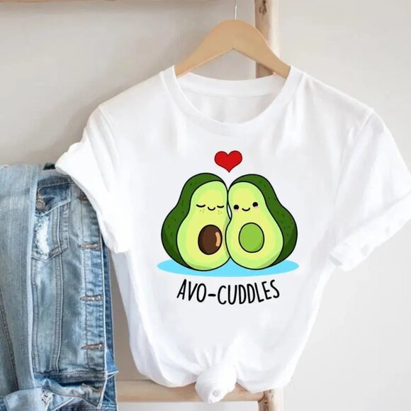 AVO-CUDDLES Printed Round Neck Short-Sleeved Women T-Shirt Size LARGE - Picture 2 of 2